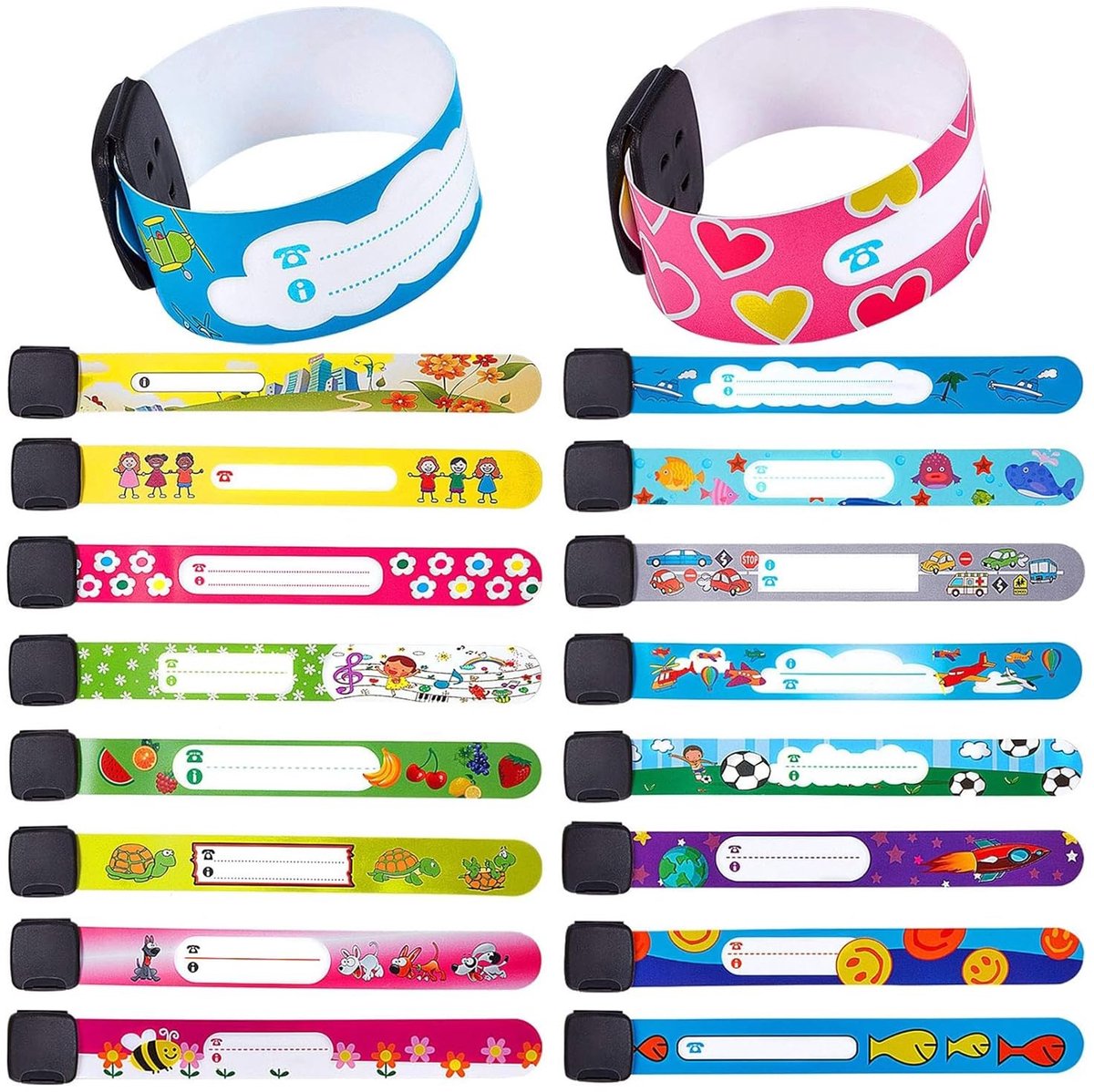 20-Delige Verstelbare Veiligheidsarmbanden voor Kinderen - Waterdicht en Antiverlies ID Armbanden in Diverse Kleuren