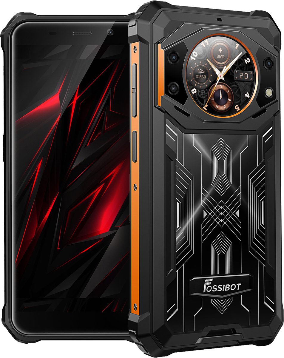FOSSiBOT F101 Pro Robuuste Smartphone - Dual SIM - 8 GB RAM - 128 GB ROM - 10600mAh - 5,45 inch HD+ IPS Scherm - IP68 Waterdicht Telefoon - GPS,NFC,OTG -zwart, oranje