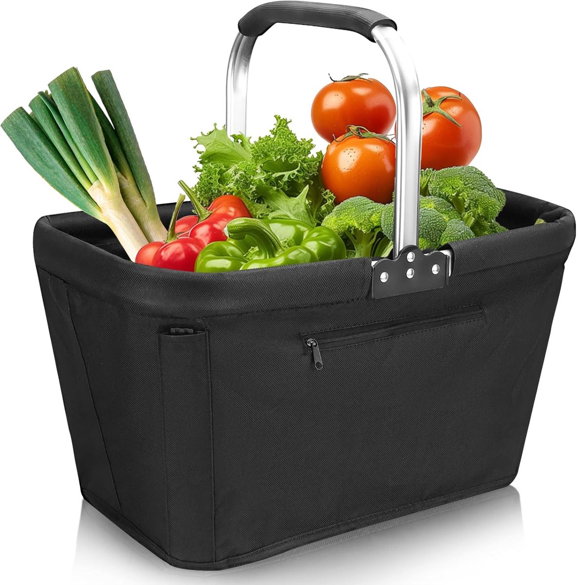 Picknickmand met Versterkingsstaven - Picknick Mandje - Boodschappenmand - Fruitmand - Winkelmand - Oxford - Zwart - 30L - van Imperatoris