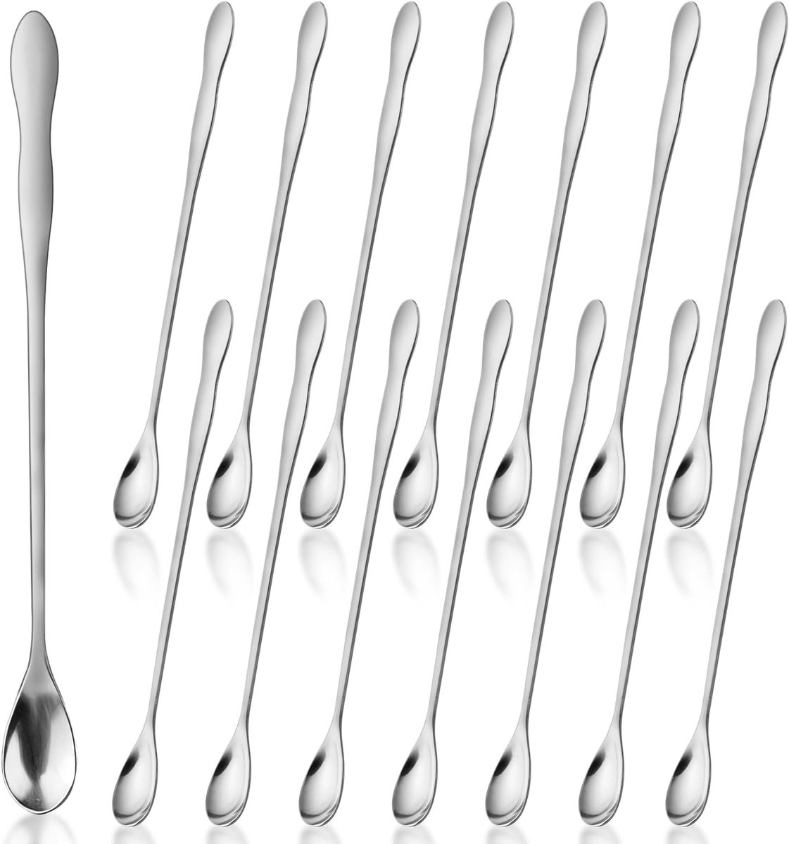 IJsschepjes van roestvrij staal - 15-delige set - Zilver - 20 cm