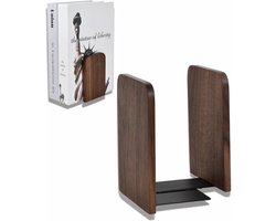 Pack of 2 Walnut Wood Bookends，Decorative Book Press Magazine Holder for Home, Office, School, Library, Books, Magazines, and Video Games