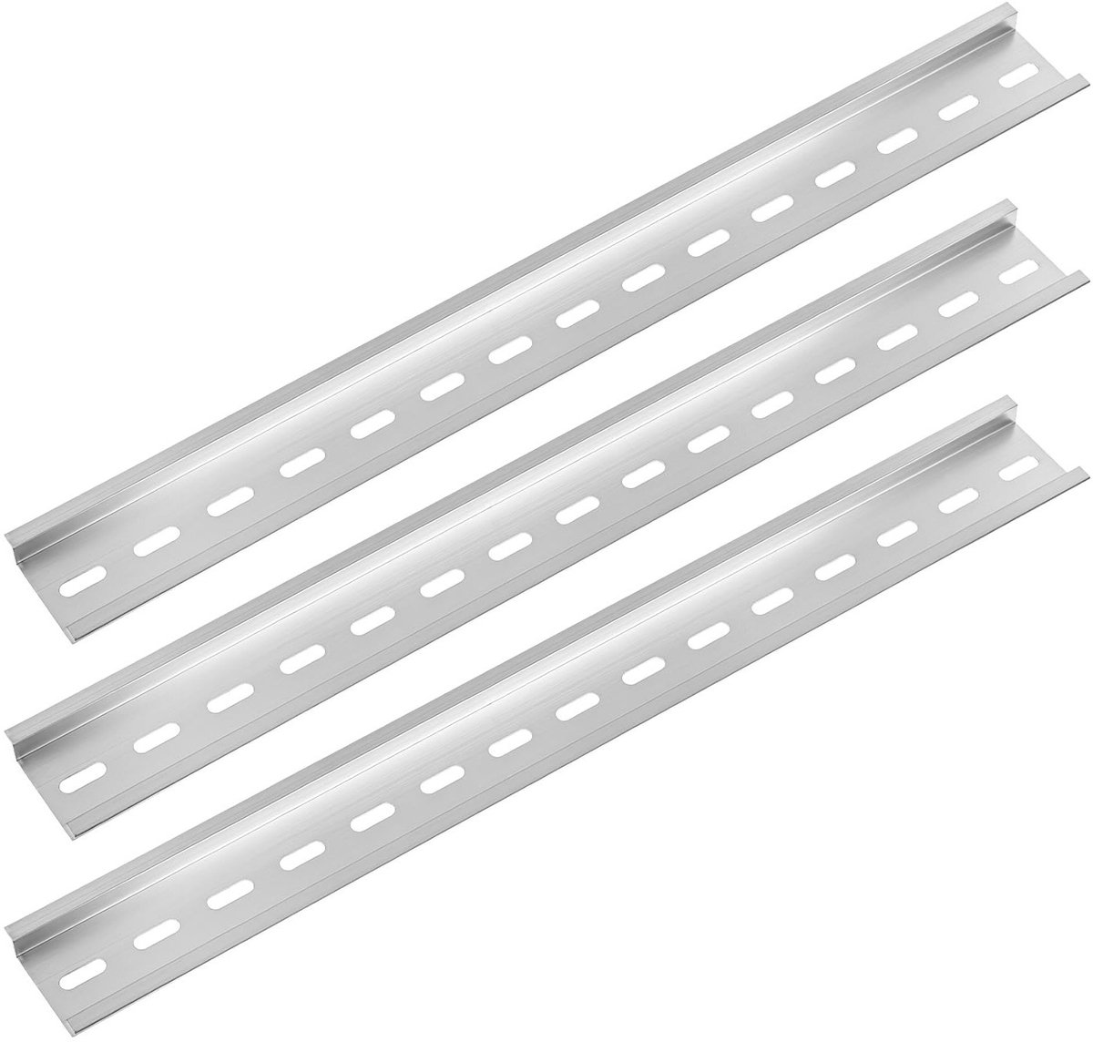 3-delige DIN Rail Slotted Montage Rail, 35mm Breed, 7.5mm Hoog, 300mm Lengte voor Elektrische Installaties
