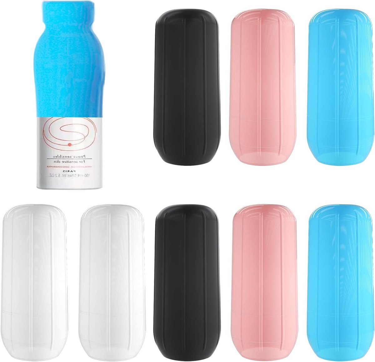 Praktische toilettas met elastische mouwen voor lekbestendigheid, 8 stuks, ideaal voor reizen en organisatie