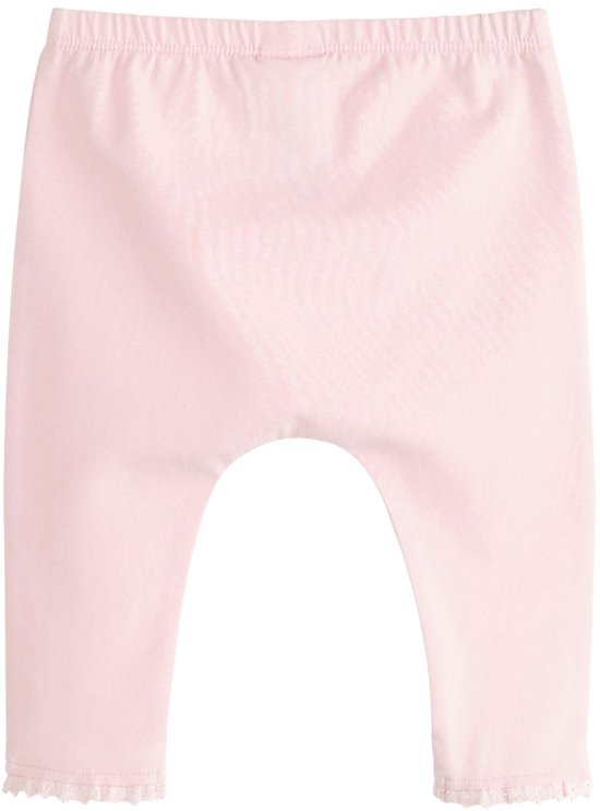 Legging in zachtroze met kanten randjes aan de onderkant.