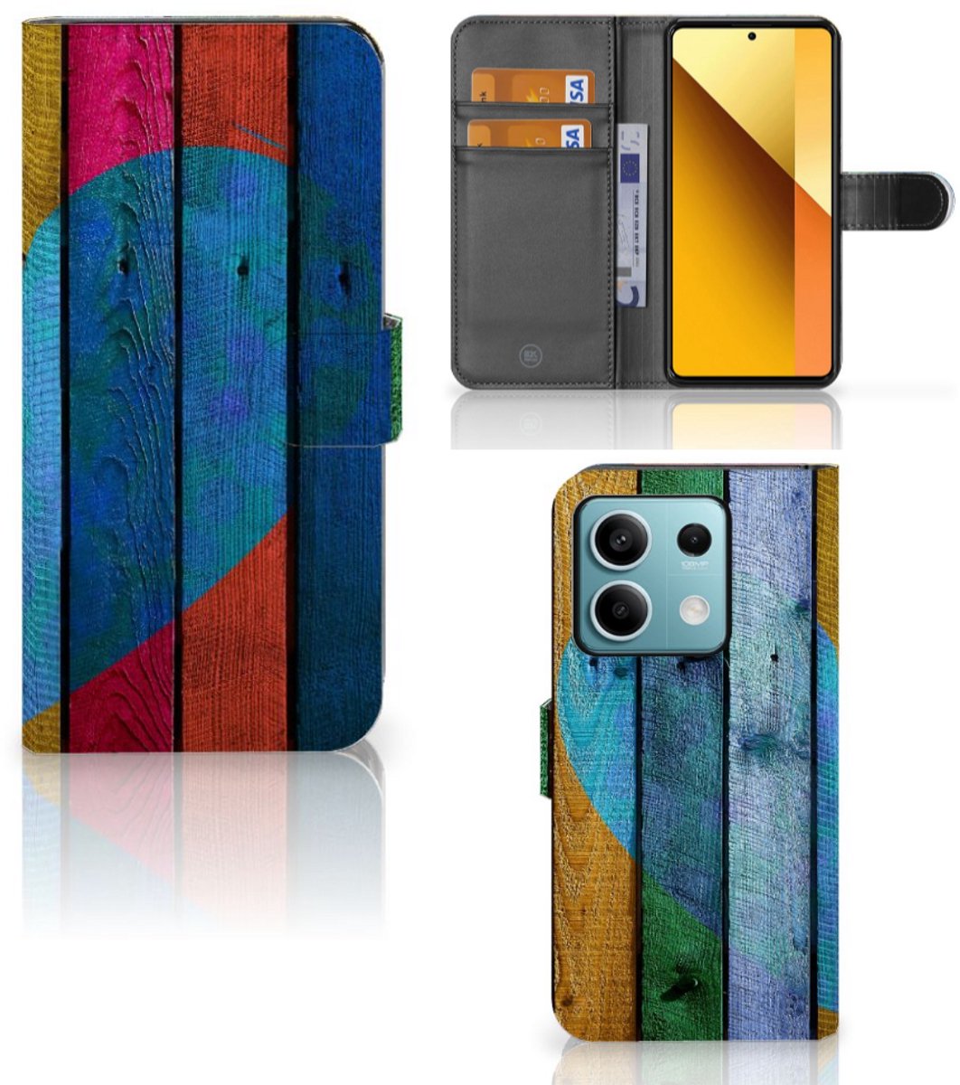 Xiaomi Redmi Note 13 5G Book Style Case Wood Heart - Cadeau voor je Vriend