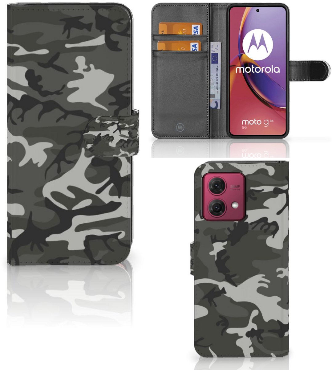 Motorola Moto G84 Telefoon Hoesje Army Light