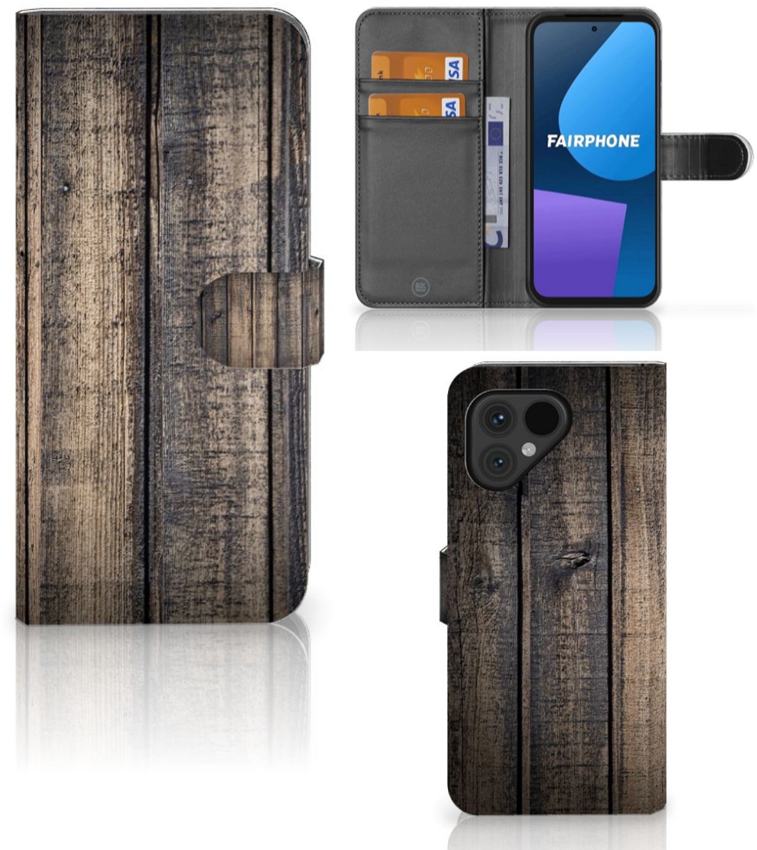 Fairphone 5 Book Style Case Steigerhout
