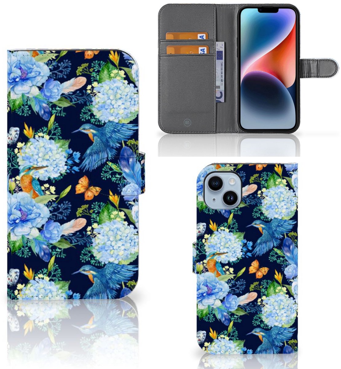 Telefoonhoesje met Pasjes voor iPhone 15 Plus IJsvogel