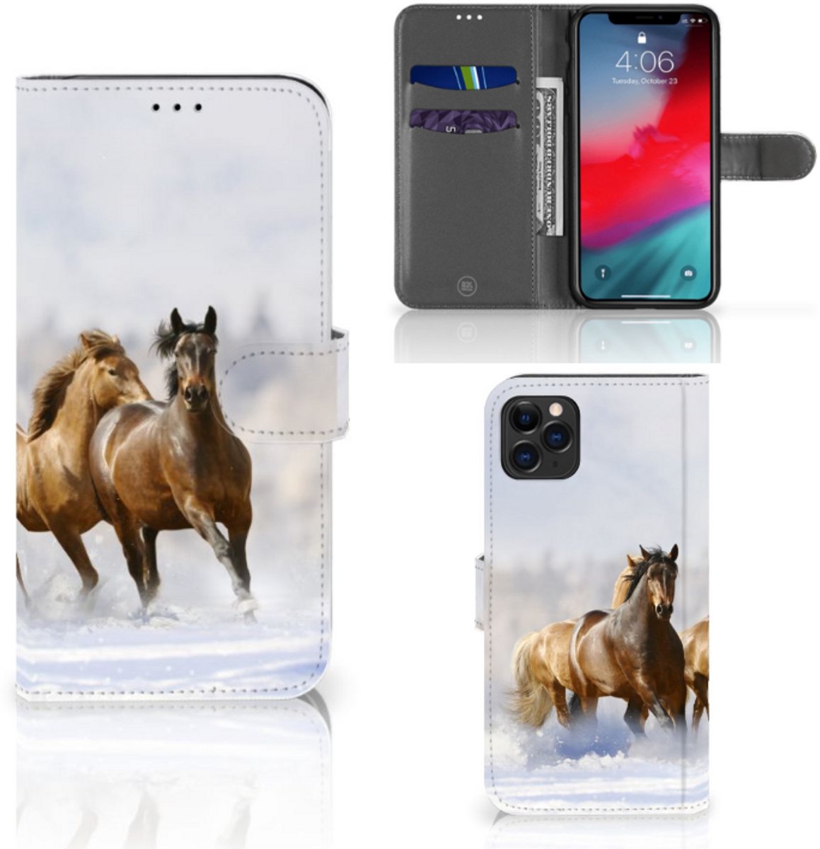 Apple iPhone 11 Pro Max Telefoonhoesje met Pasjes Paarden