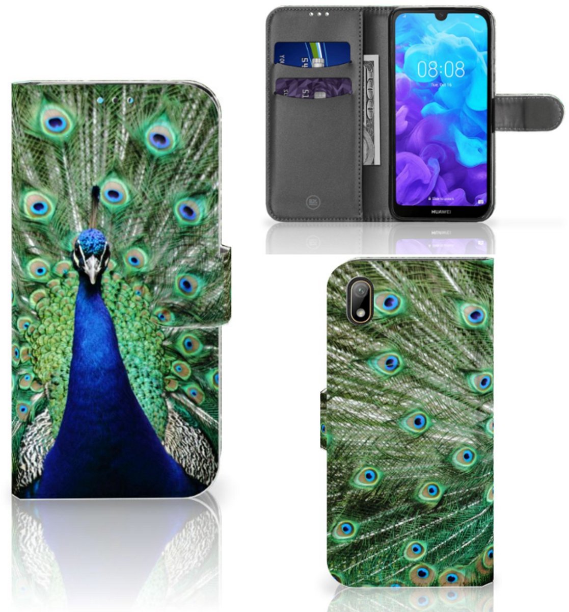 Huawei Y5 (2019) Telefoonhoesje met Pasjes Pauw