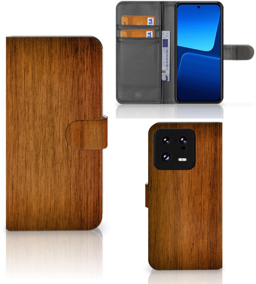 Xiaomi 13 Pro Book Style Case Donker Hout