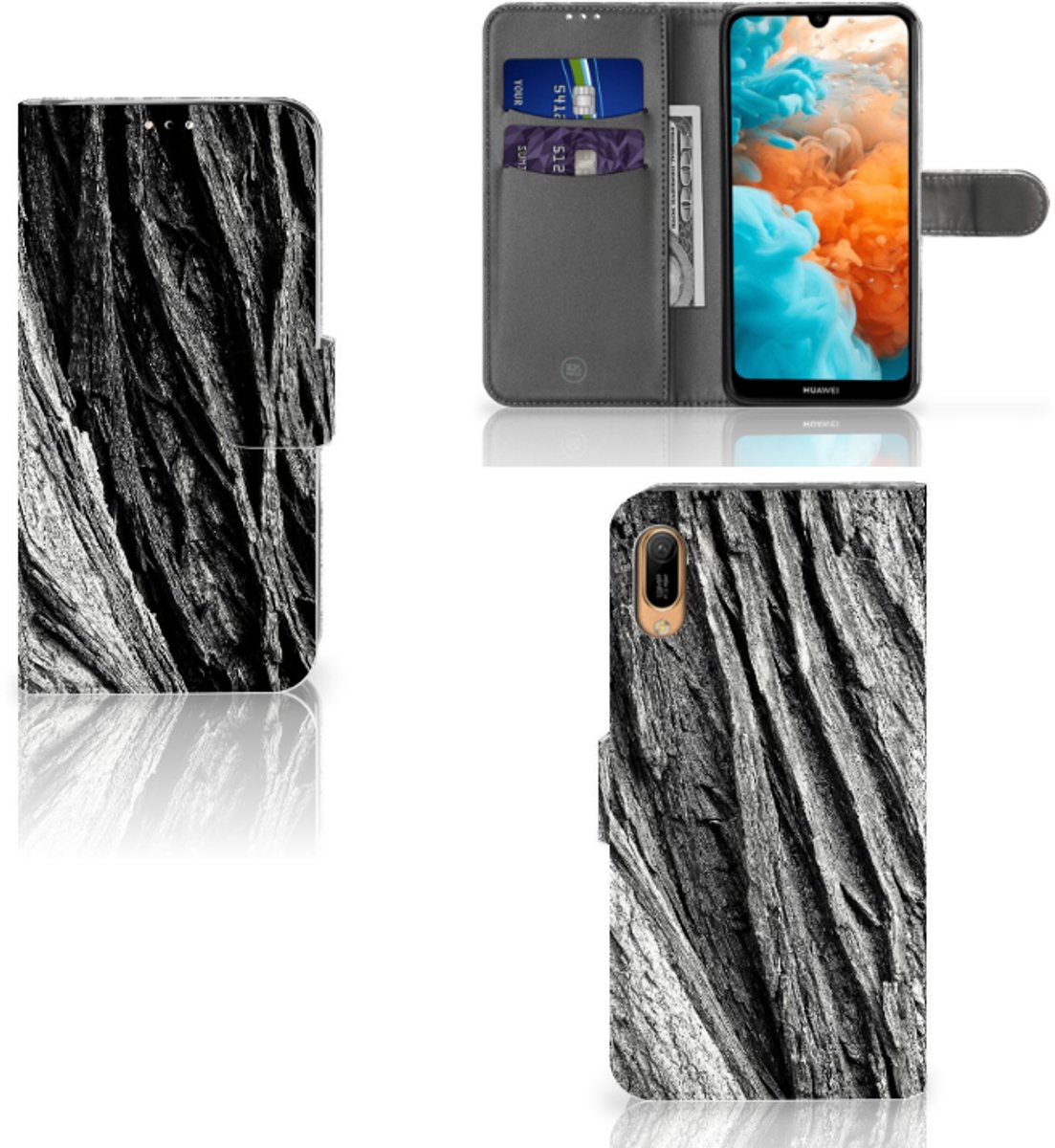 Book Style Case Huawei Y6 (2019) Boomschors Grijs