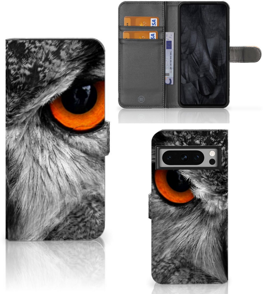 Google Pixel 8 Pro Telefoonhoesje met Pasjes Uil