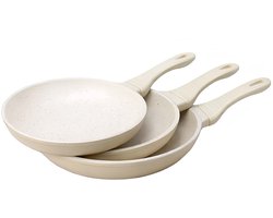 Signature Home, Set van 3 pannen 20 / 24 / 28 cm met minerale antiaanbaklaag, Beige