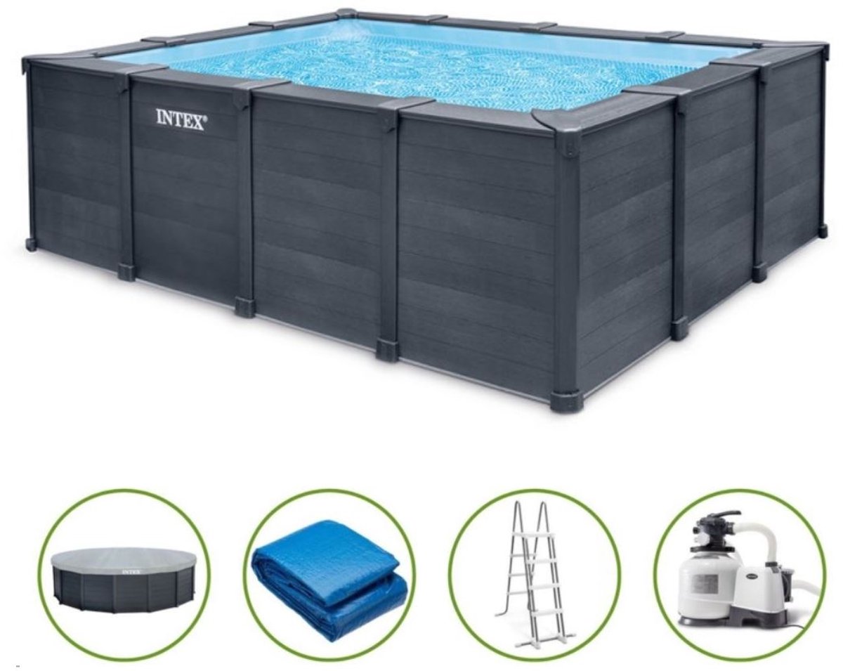 Intex Graphite Gray Panel zwembadset - Rechthoekig - 400 x 300 x 124 cm