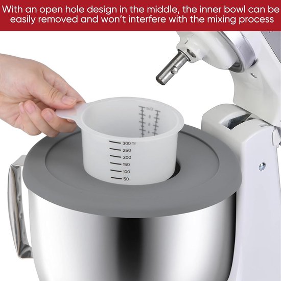 Mixer Kom - Keukenmachine Kom - Bakken en Koken - Met 2 Deksel Opties - 5 Liter - Zilver — afbeelding 3