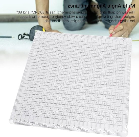 Slotted Quilt Ruler voor Precisie Snijden van Stof, Transparante Acryl Quilting Liniaal 12.5x12.5in voor Quilten en Naaien — afbeelding 3