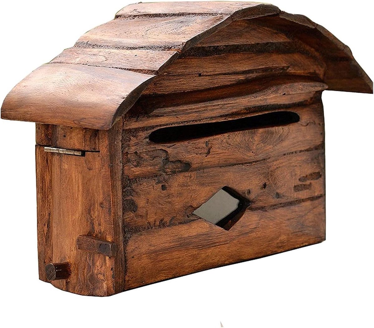 Houten Brievenbus - Wandbrievenbus Buiten - Post Ontvangen - Huisvormig Ontwerp - 3 kg - Houtkleur