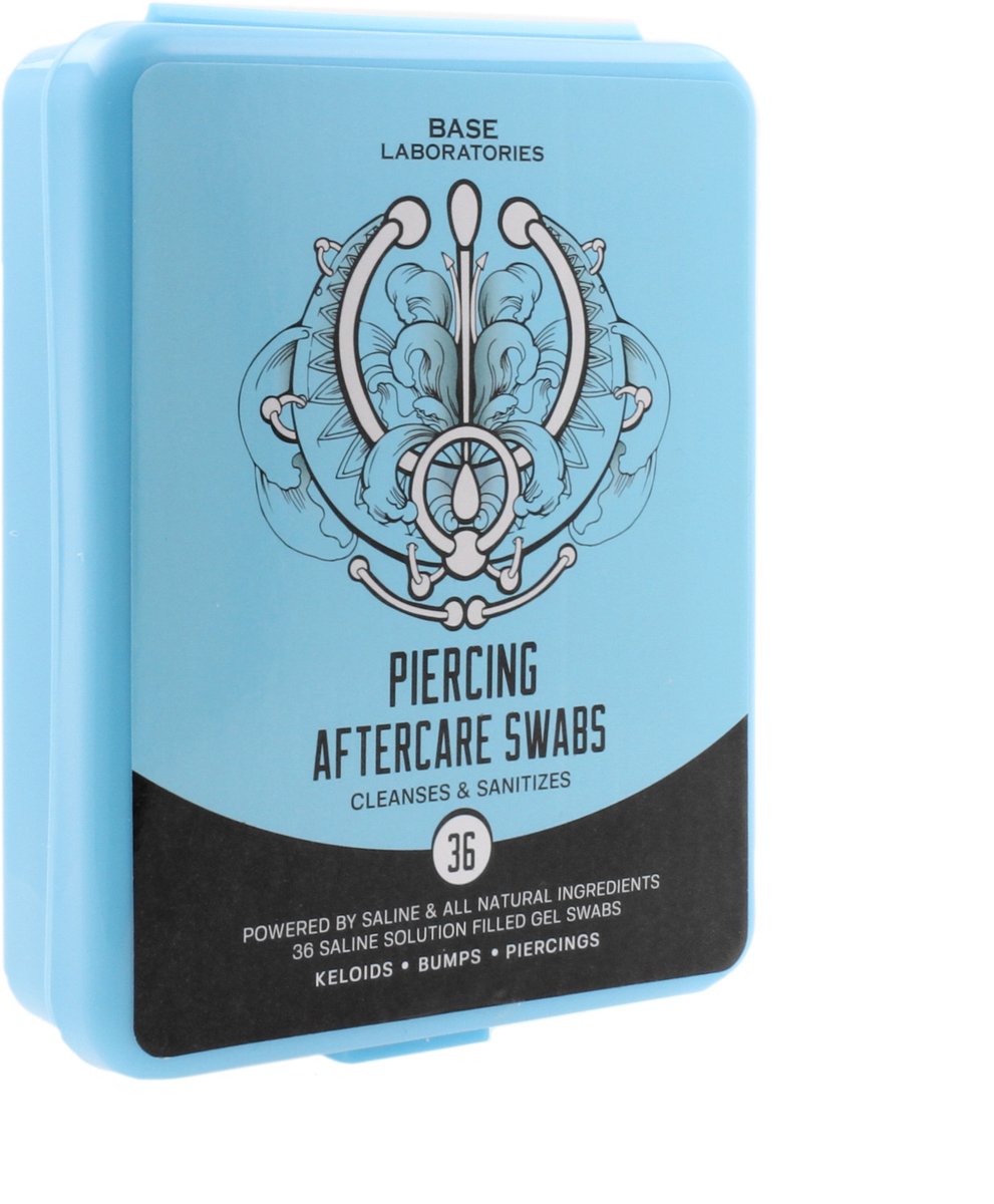 Piercing Aftercare Swabs - Base Laboratories - 36 stuks Piercing Nazorg Wattenstaafjes met Zoutoplossing in Gelvorm