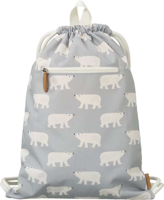 Fresk Zwemtas Unisex - Gymtas - Waterafstotende Strandrugzak voor Kinderen – Zwemzak met Ophanglus - 38 x 27 cm - Lichtgrijs - Polar Bear