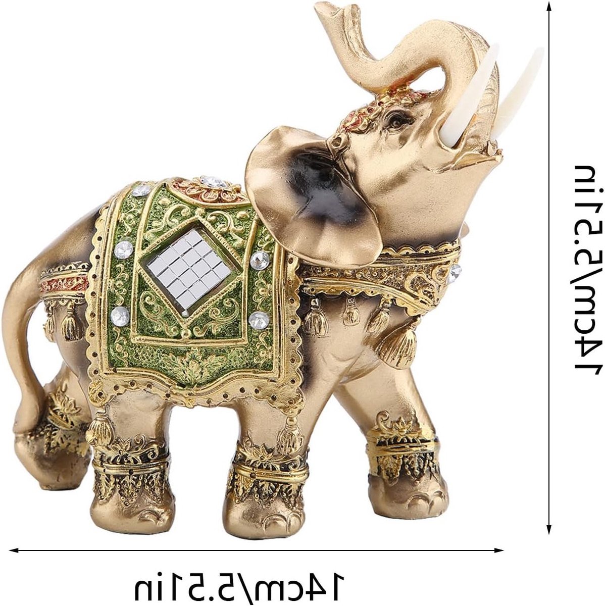 Beeld van een Olifant, Olifanten Sculptuur, Feng Shui Decoratie voor Rijkdom en Geluk in Huis en Kantoor, Bijzonder Gelukscadeau
