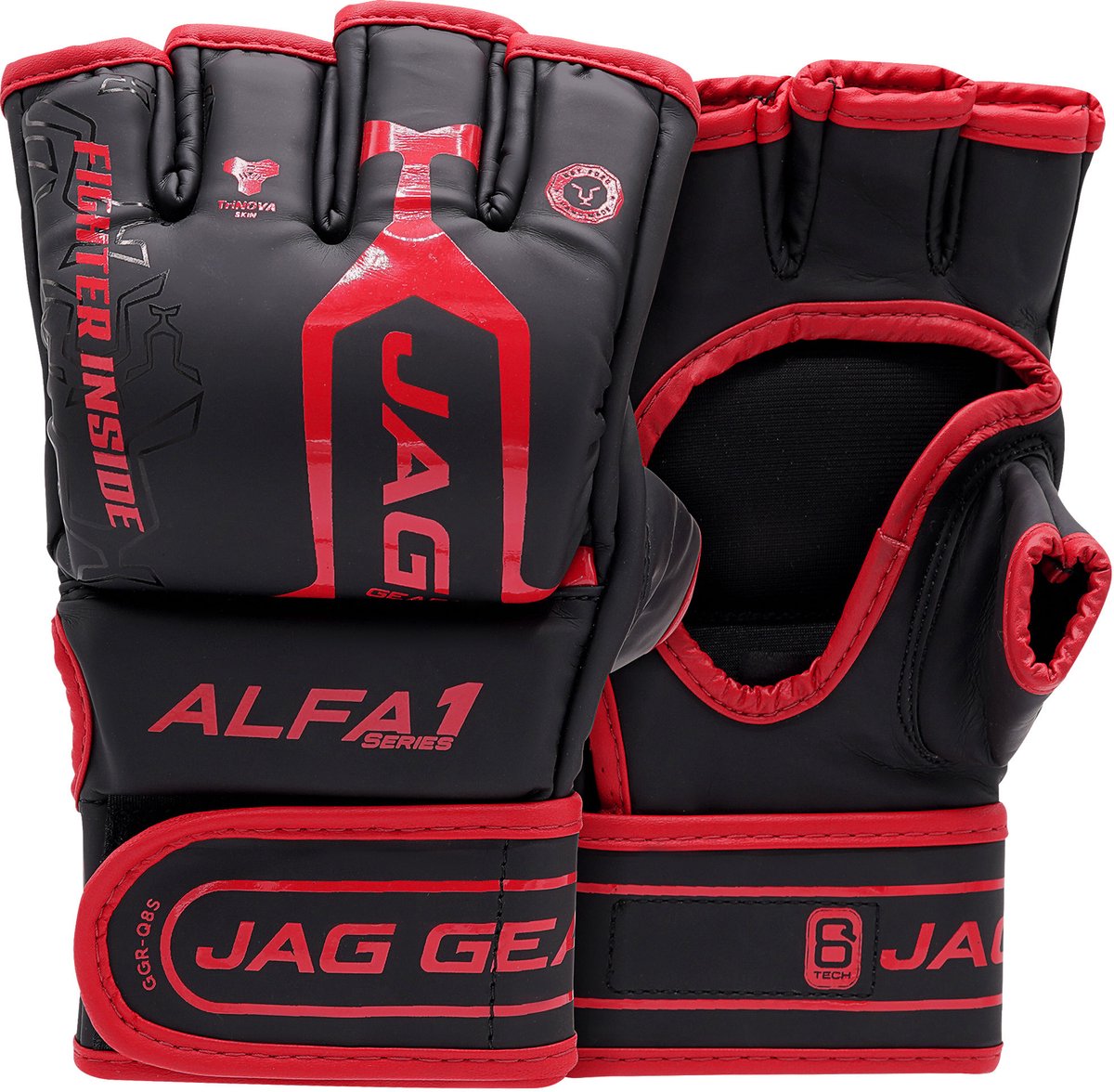 JAG Gears - Alfa Series MMA Gloves | Half Finger Gloves for Mixed Martial Arts, Kickboxing, Muay Thai, Boxing & Grappling | Leather MMA Gloves for Combat Sports | Rode - Mat - Maat L