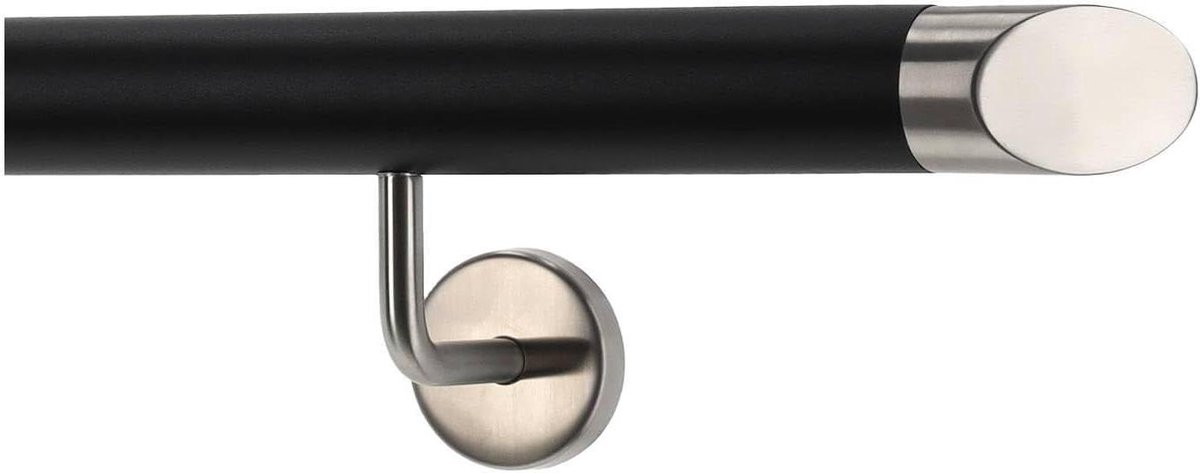 Wandleuning Aluminium - Trapleuning Balkonleuning - Veilig Lopen - Roestvrijstalen Hoeken - 100 cm - Zwart