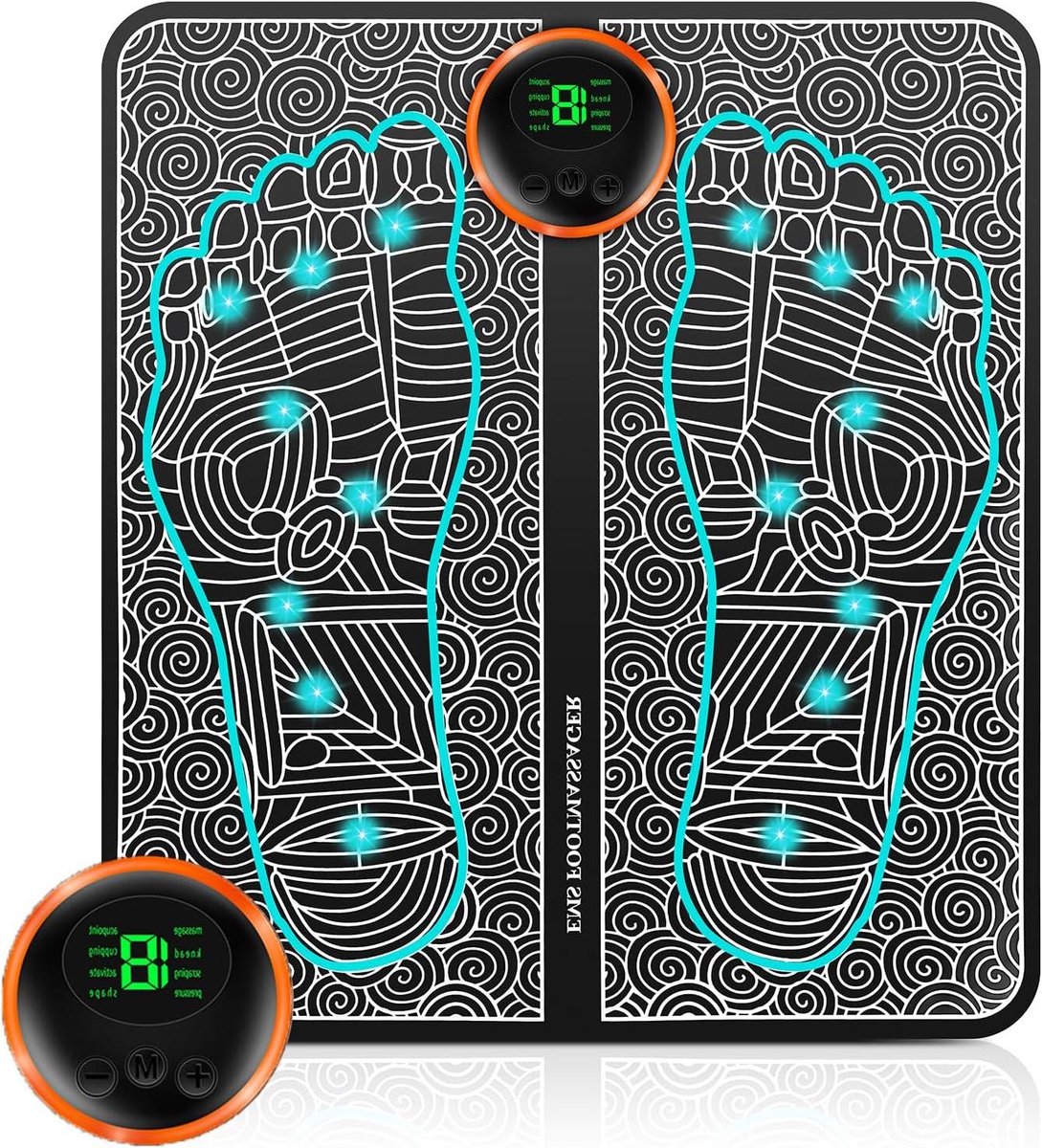 Voetmassageapparaat - Elektrische Voetstimulator - Spierontspanning Bevorderen - 8 Modi 19 Intensiteiten - 31 x 24 cm - Grijs