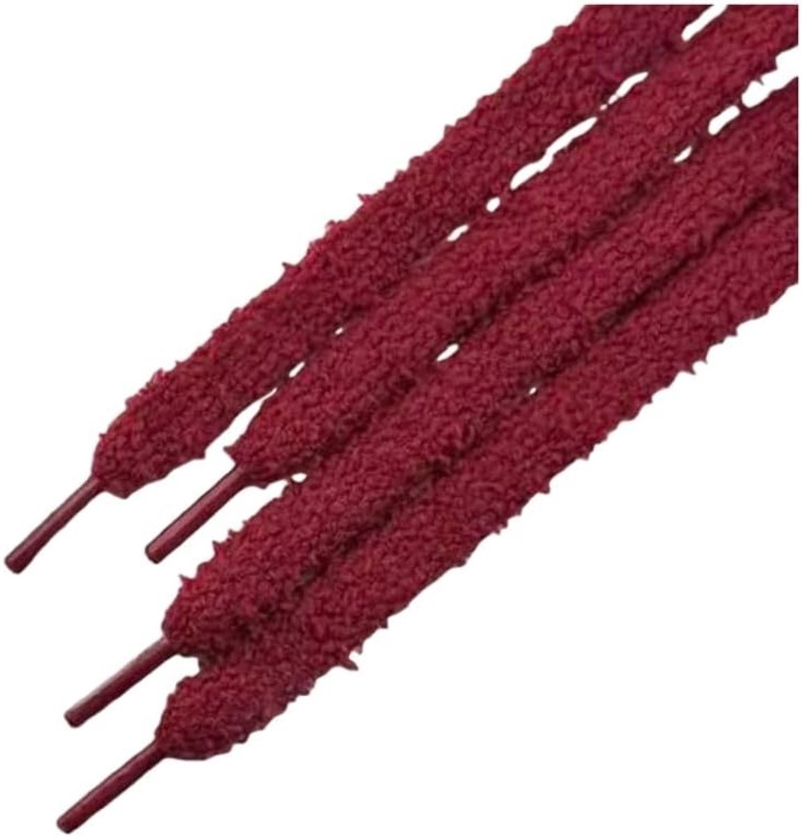 Set van 2 Paar Fluffy Veters, 12mm Brede Zachte Pluche Veters voor Sneakers en Casual Schoenen, Burgundy Kleur, Perfect voor Hardloopschoenen en Tarpaulin Schoenen