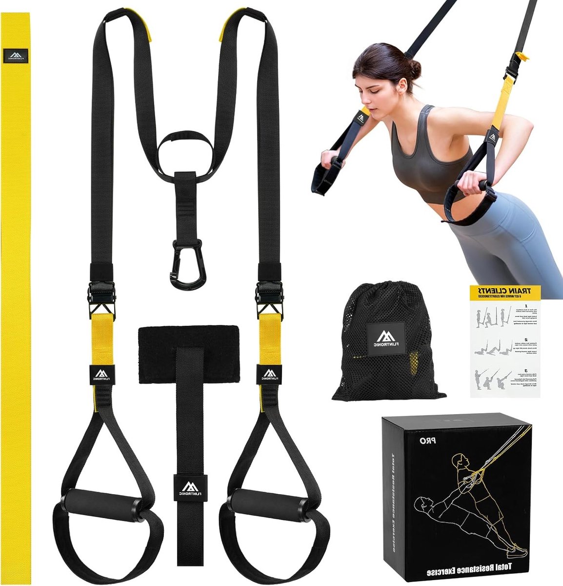 Sling-trainerset voor thuisgebruik met verstelbaar deuranker, veringstrainer-systeem en professionele fitness-trainingsriemen voor effectieve training binnen en buiten