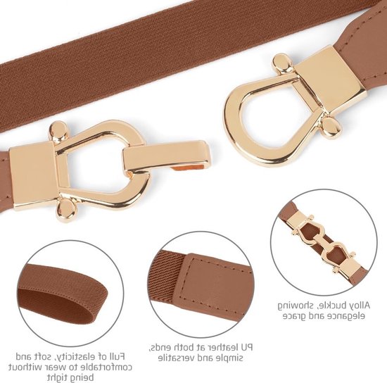 Dunne Retro Stretch Tailleband voor Dames, Elegante Elastische Skinny Riem met Gouden Gesp, Perfect voor Jeans en Jurken — afbeelding 3