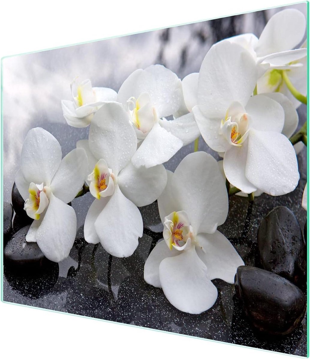 Glazen snijplank - Kookplaat afdekplaat - Keuken werkblad - Gehard glas - 52 x 30 cm - Orchidee