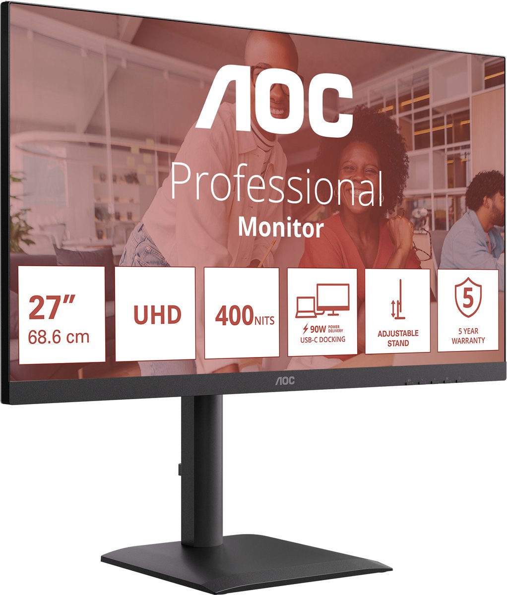 AOC – U27E4CV – 27 inch 4K UHD monitor – IPS – USB-C hub thumbnail 5