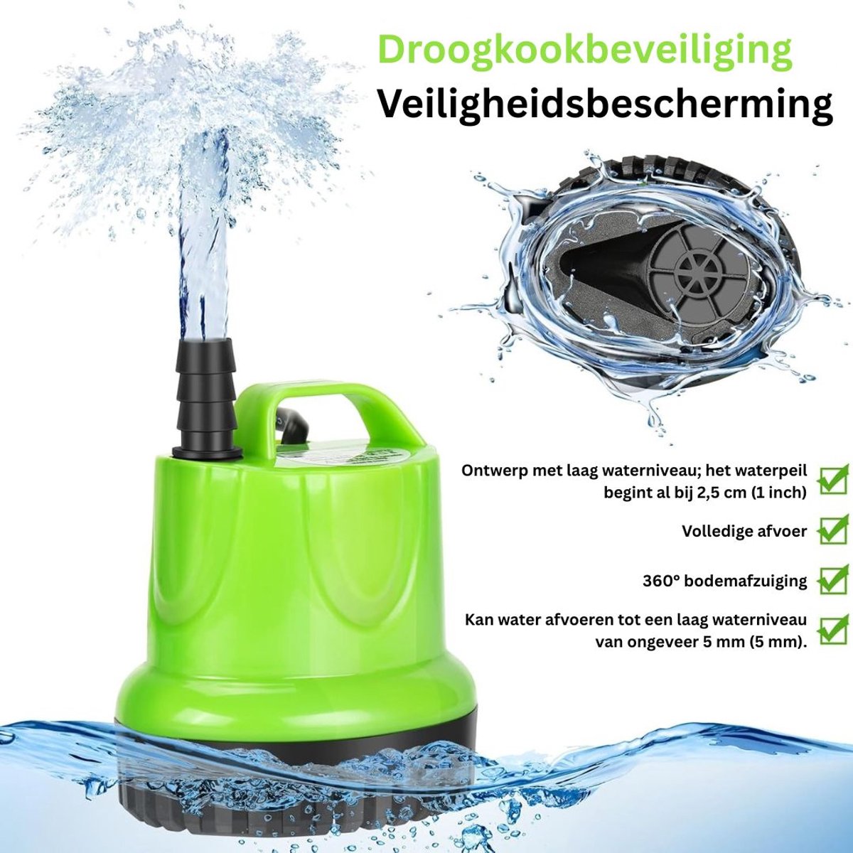 HEZIVO® Regentonpomp - Bewateringspomp Regenton - Tuinpomp - Dompelpomp - 20 W - 1200 l/u – foto 7