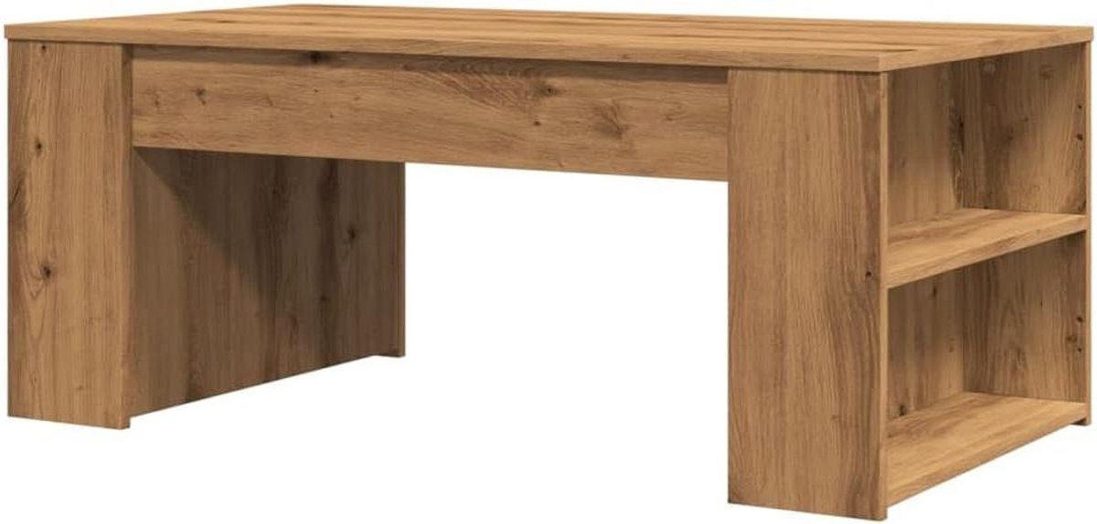 Salontafel - Bijzettafel Woonkamertafel - Opbergen en decoreren - Bewerkt hout - 102x55x42 cm - Eikenkleur