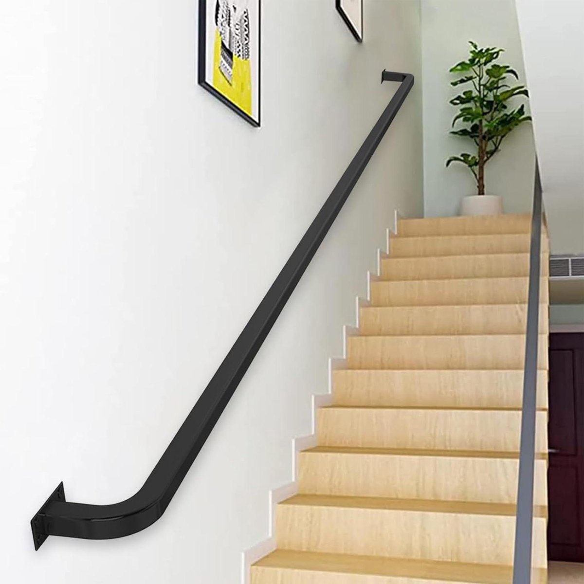 Zwarte trapleuning - Wandsteun handgreep - Veiligheid bieden - Stevig smeedijzer - 280cm lengte - Zwart