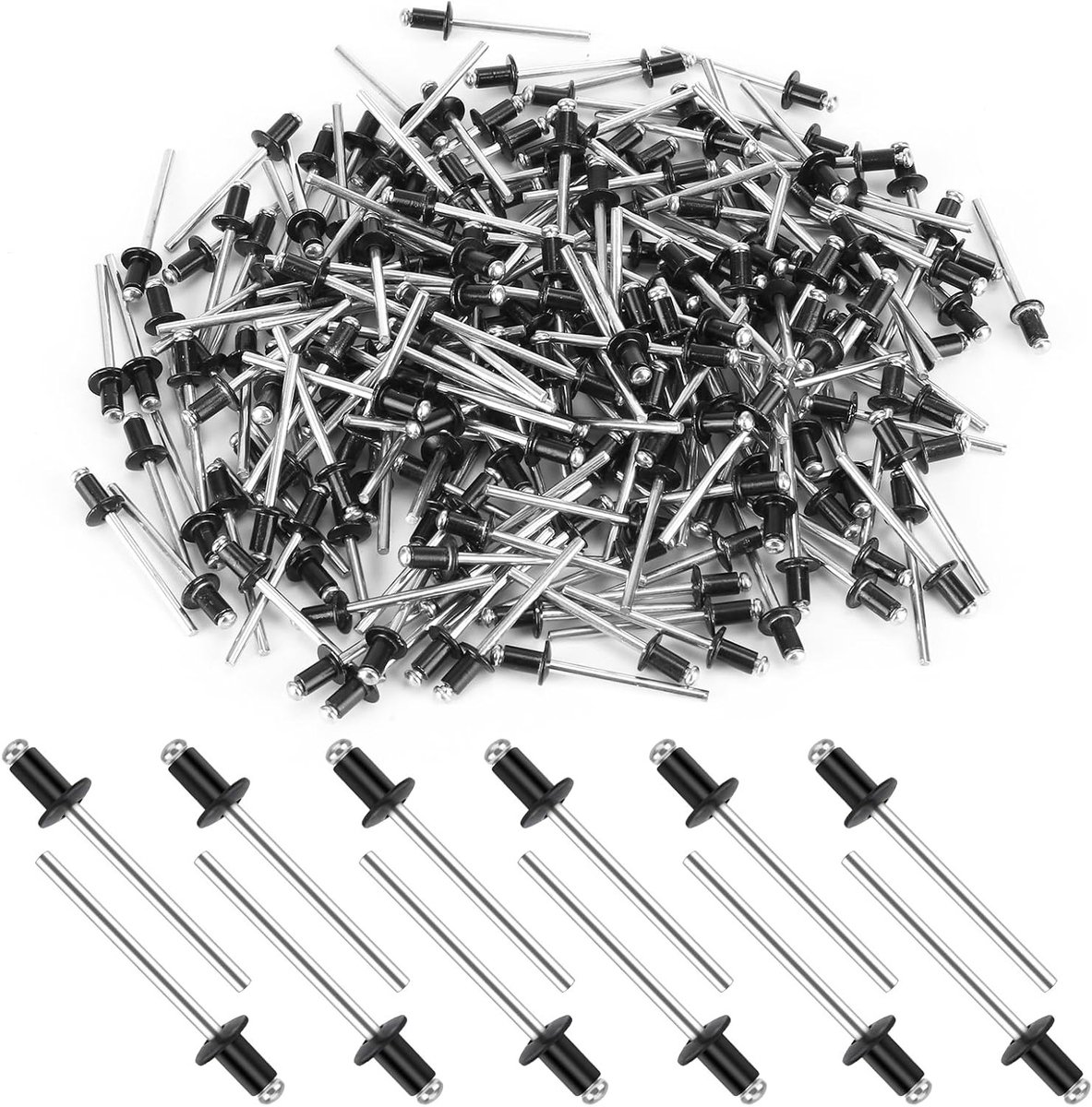 200 Stuks Blind Rivetten, Aluminium Poprivetten 4 x 6 mm, Geschikt voor Bouw, Schepen en Meubels