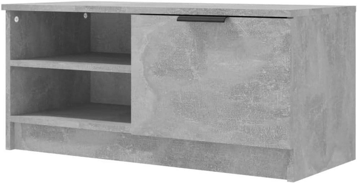 Tv-meubel - Hifi-kast Media-kast - Opbergen Entertainmentapparatuur - Bewerkt Hout Vochtbestendig - 80x35x365 cm - Betongrijs