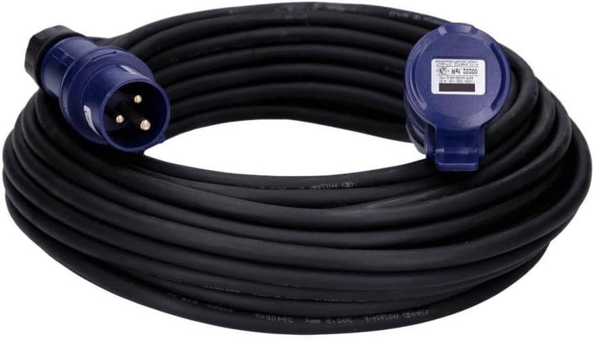 CEE Verlengkabel - Stroomkabel Camping Boot - Stroomvoorziening Buiten - IP44 Spatwaterdicht - 25 Meter - Zwart