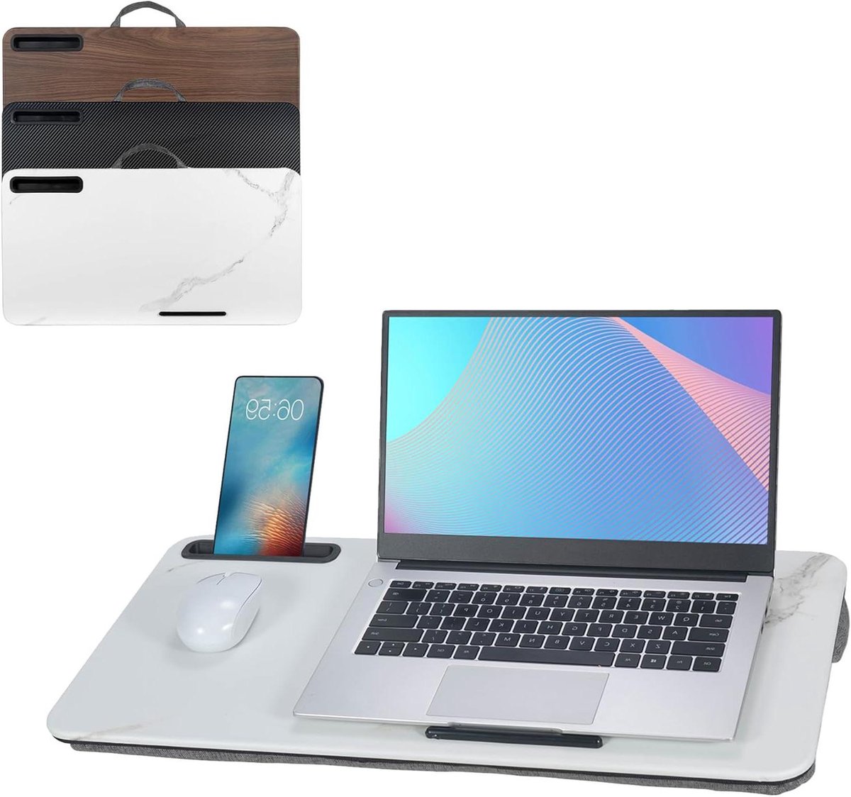 Draagbaar Bureau - Schoottafel Laptop - Comfortabel Werken - Ruimtebesparend Ontwerp - Tot 432 cm - Wit Marmer