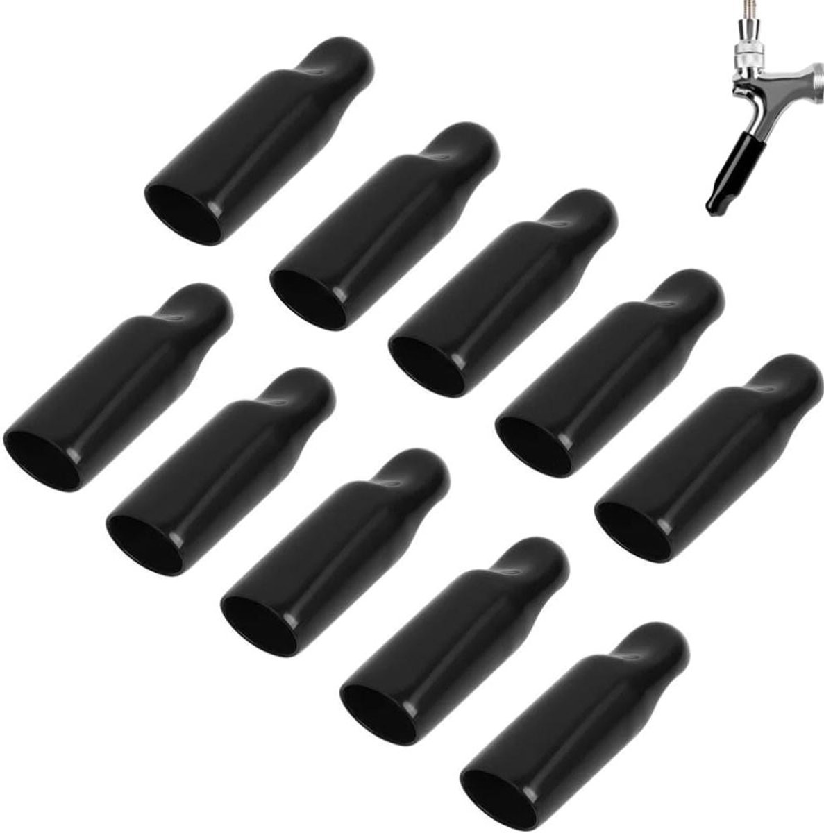 Biertap Covers - Kraan Beschermers - Thuis Brouwen - Voorkomt Vuil - 10 Stuks - Zwart