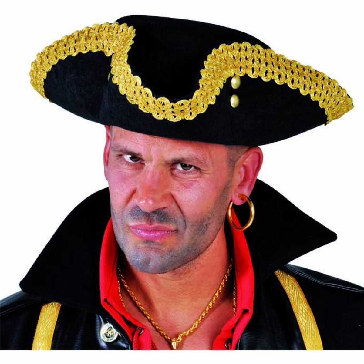 Piratensteek luxe zwart met goudgalon