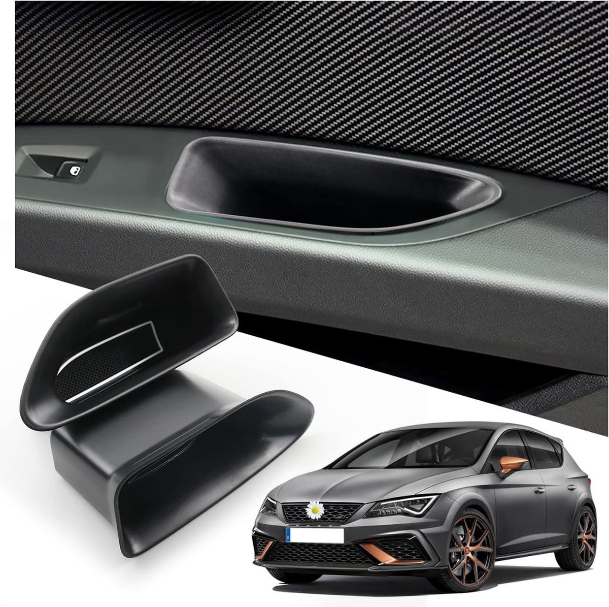 Opbergdoos Armsteun - Autodeur Organizer - Auto Opruimen - Perfecte Pasvorm - 2 Stuks - Wit