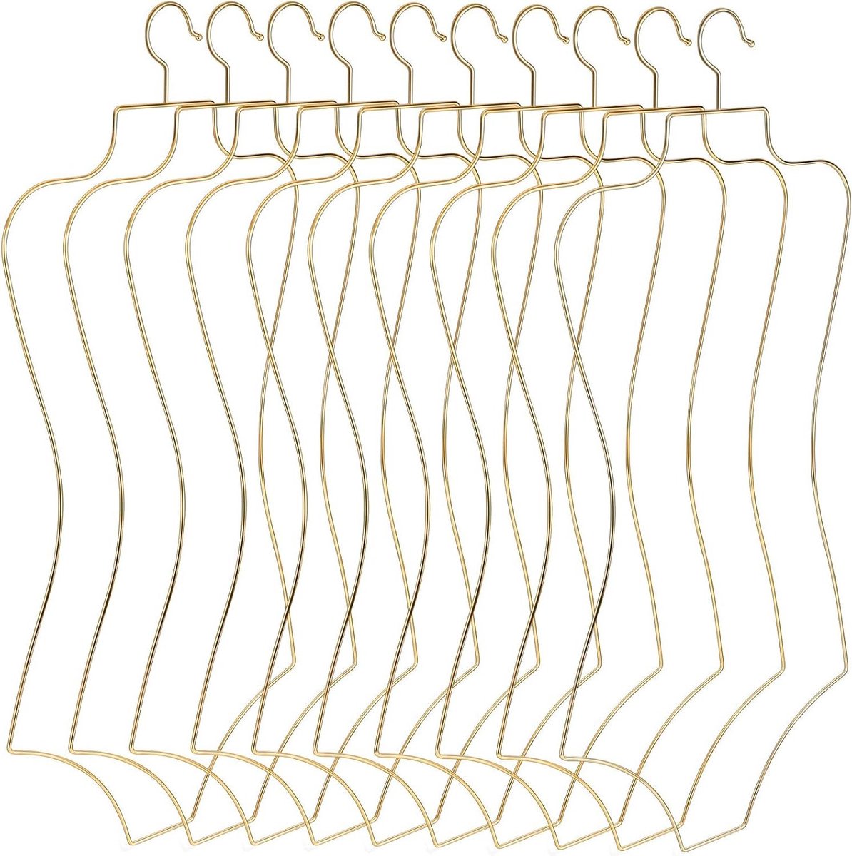 Hangers Set - Kledinghaken - Kleding Opbergen - Zandloper Vorm - 24 Stuks - Goud