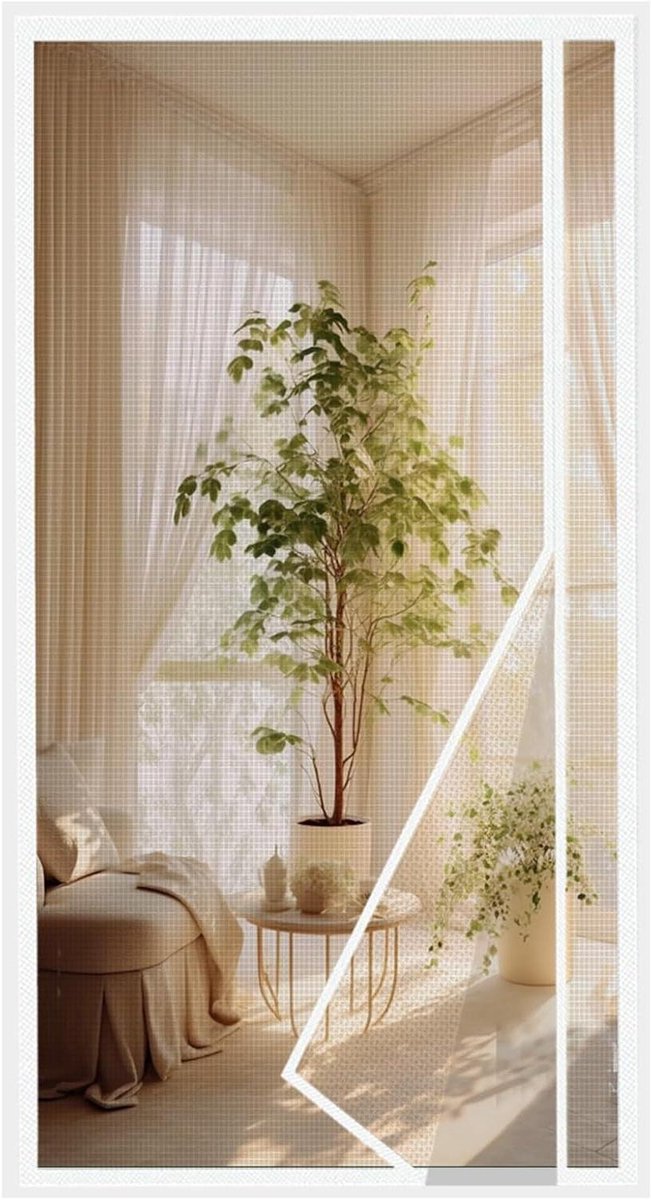Vliegendeur Hor - Muggenhor Deur - Buiten Zitten - Zijopening - 145 x 220 cm - Wit