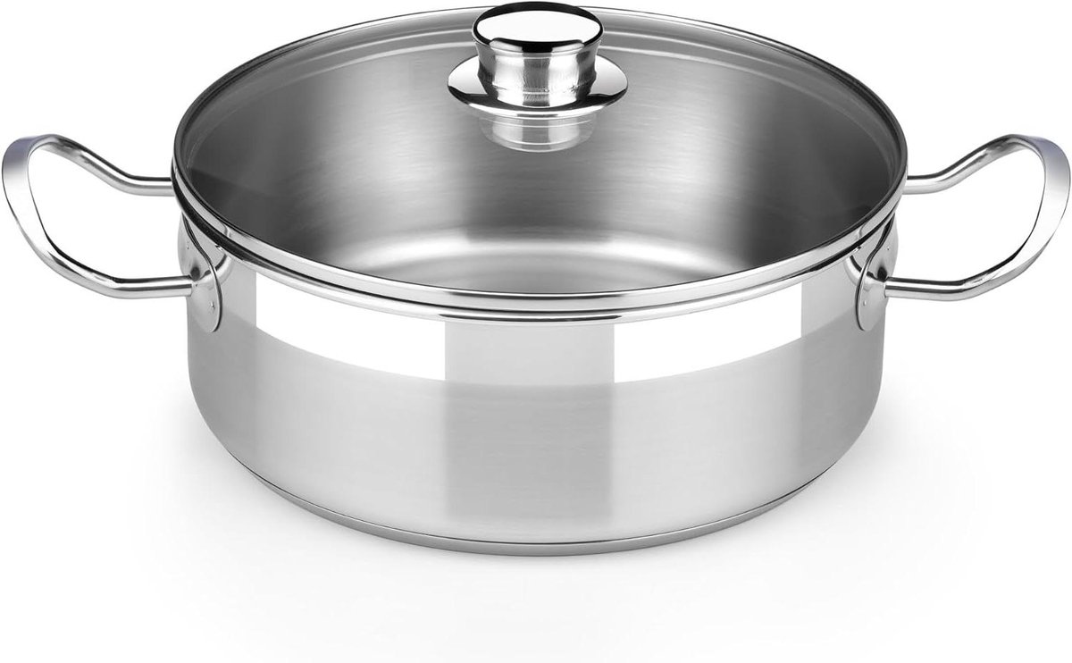 Kookpan met deksel - Soeppan RVS - Mee Koken - Drievoudige bodem - 379 Liter - Zilverkleurig
