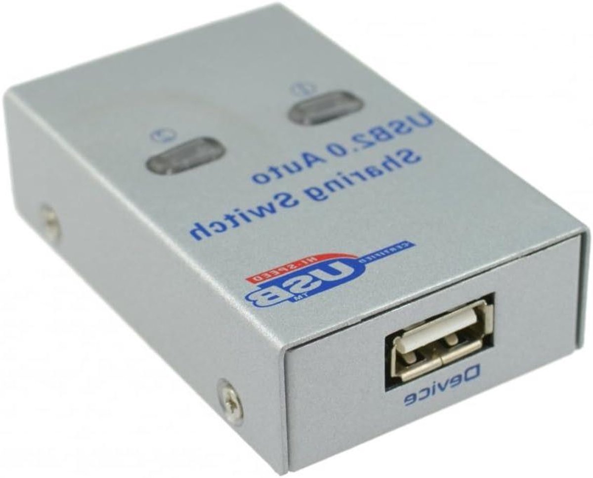 USB Switch - 2 Poort Adapter - Apparaat Delen - Handmatige Schakelaar - 1 Stuks - Zwart