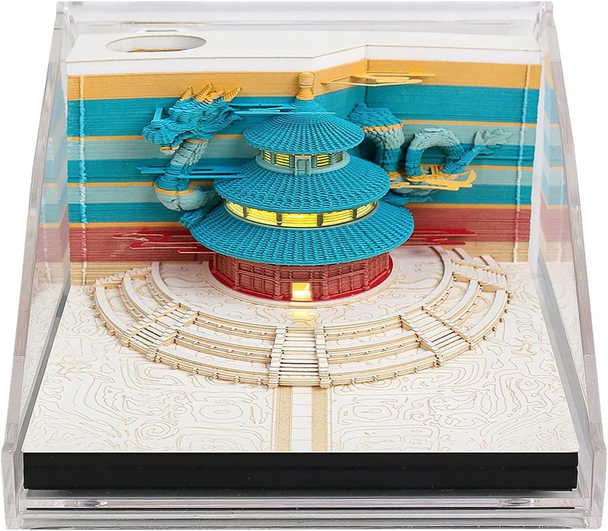 3D Memo Pad - Papier Kunst - Bureau Decoratie - Met LED Licht - 8 x 8 x 5 cm