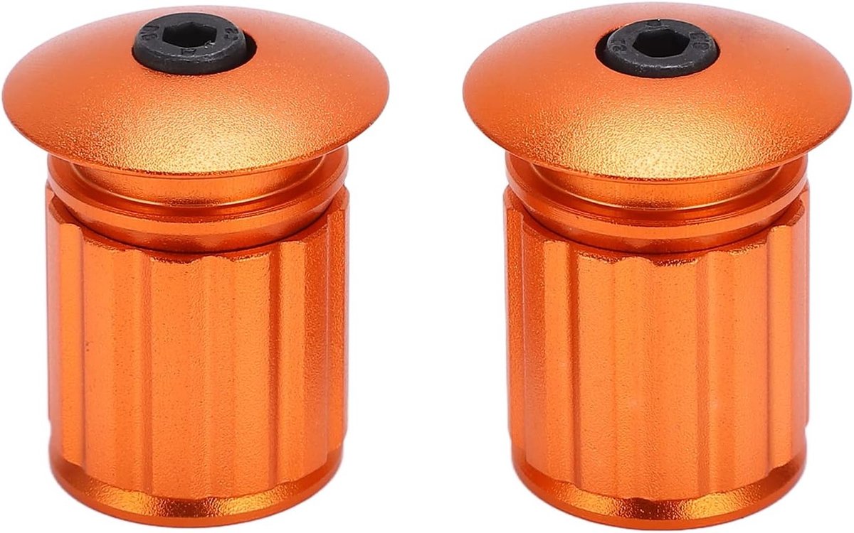 Verstelbare aluminium handvatdopjes voor 18-20mm fiets stuur, geschikt voor road bike, BMX en MTB (Oranje)
