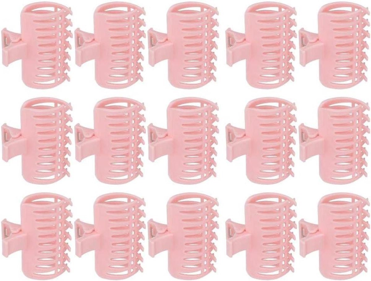 Krultang Clips - Haarrollers Bevestiging - Haar Styling - Warmtevrij Krullen - 15 Stuks - Roze